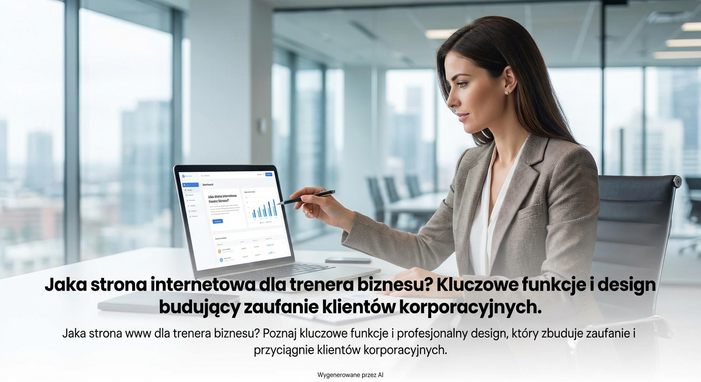 Jaka strona internetowa dla trenera biznesu? Kluczowe funkcje i design budujący zaufanie klientów korporacyjnych.
