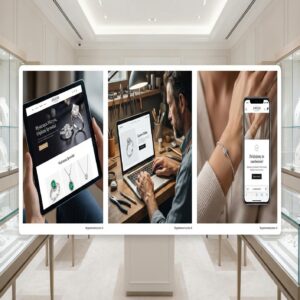 Tablet, laptop i smartfon prezentujące stronę internetową jubilera.