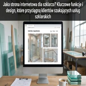 Strona internetowa szklarza z ofertą: kabina prysznicowa, lustra, balustrada szklana.