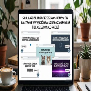 Laptop z otwartą stroną internetową o pomysłach na strony WWW.