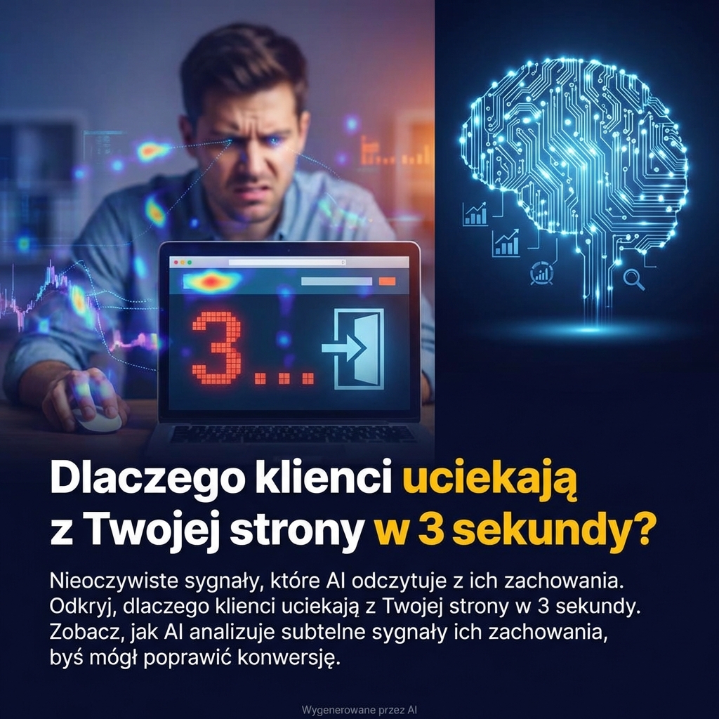 Dlaczego klienci uciekają z Twojej strony w 3 sekundy? Nieoczywiste sygnały, które AI odczytuje z ich zachowania.